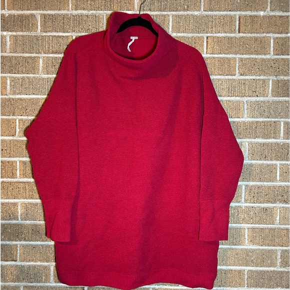 Free People Ottoman Slouchy Long Sleeve Tunic Oversized Red Wine Size M - Picture 2 of 7